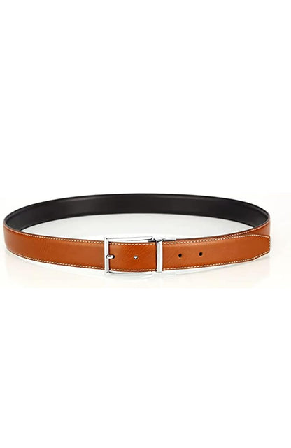 Mens Reversible Leather Belt with Chrome buckle